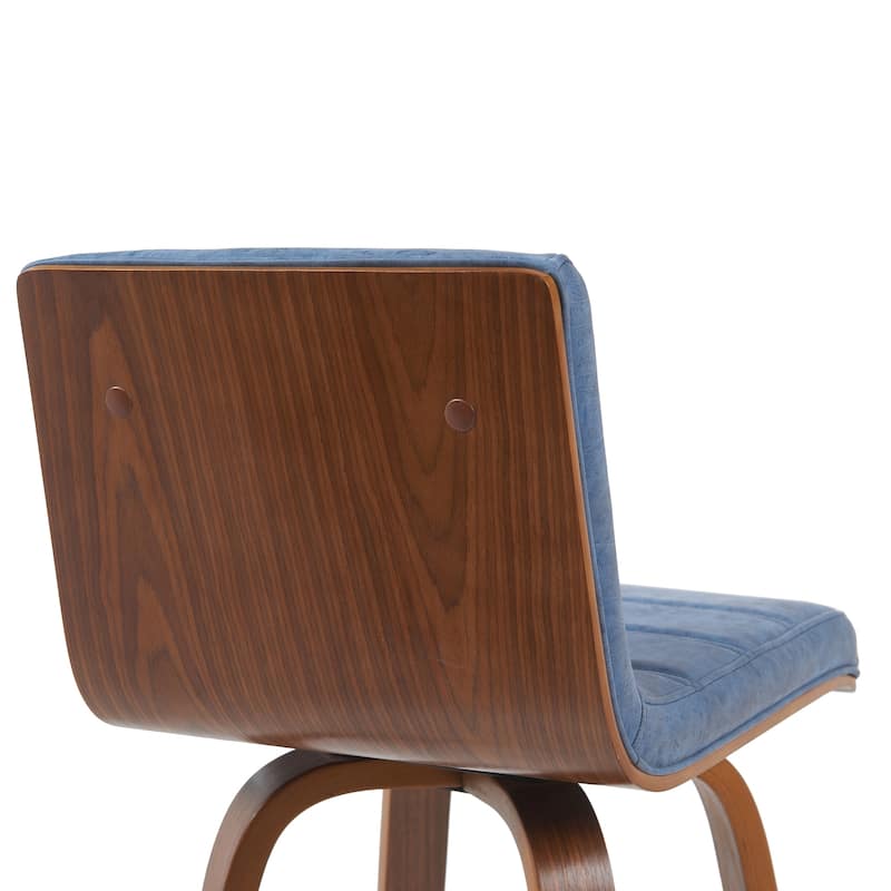 Skara Swivel Bar Stool, Upholstered Bar Height Chair with Bentwood Frame