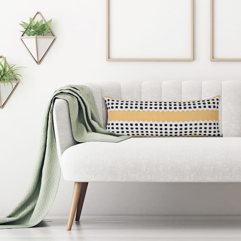 Sevita Industrial Woven Dash Grid Striped Throw Pillow