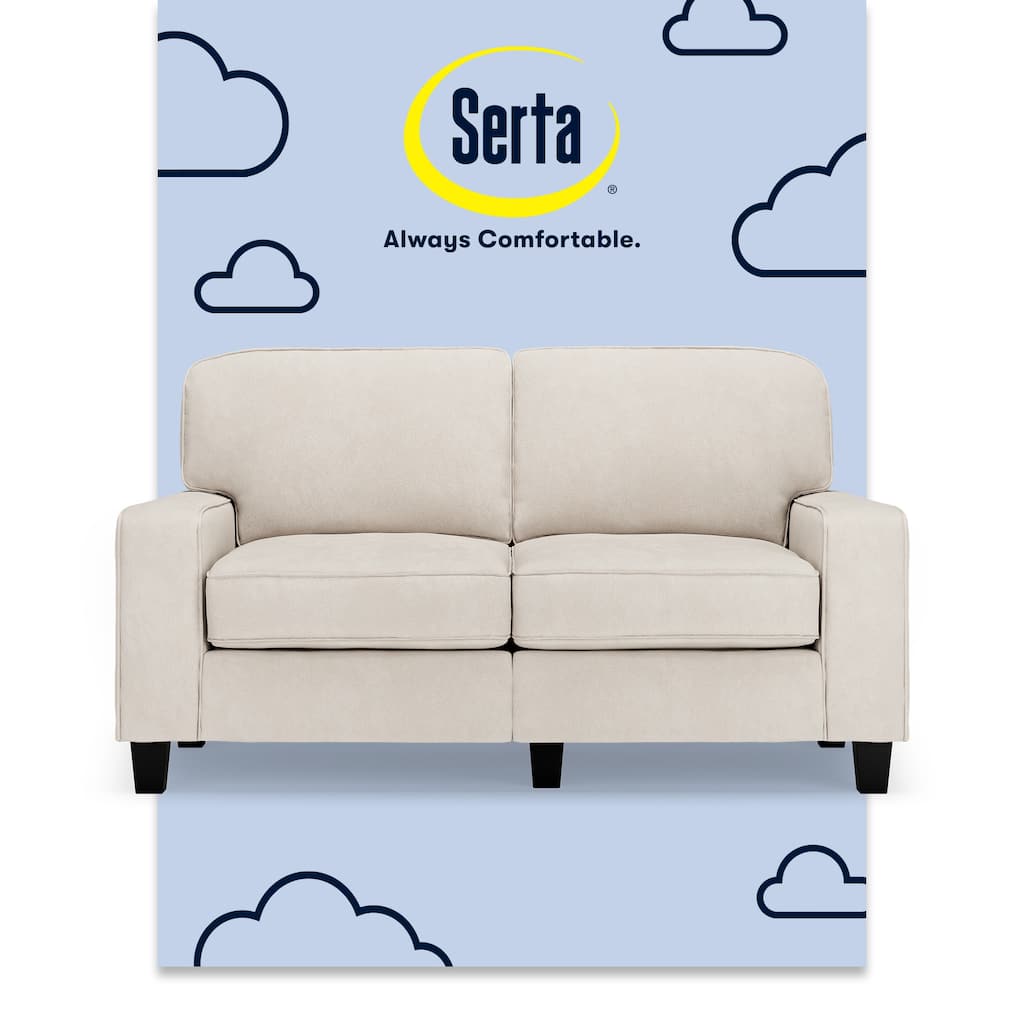 Serta Palisades 61" Track Arm Sofa, Easy Care Polyester, Soft Pillow Back, Pocket Coil Seat Cushions