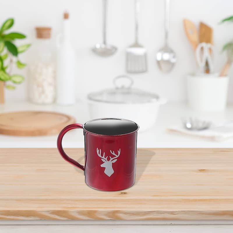 Christmas Stainless Steel Mug With Printing Reindeer - Set of 2