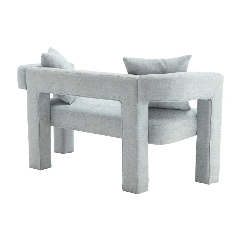 Modern Chenille 2-Seater Sofa Small Upholstered Loveseat with 2 Pillows, Arc Backrest, for Bedroom Living Room, Study