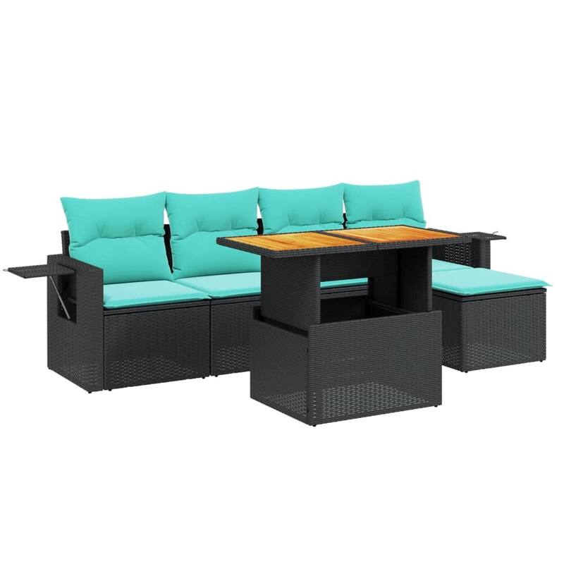 vidaXL Patio Sofa Set with Cushions Outdoor Furniture 6 Piece Poly Rattan