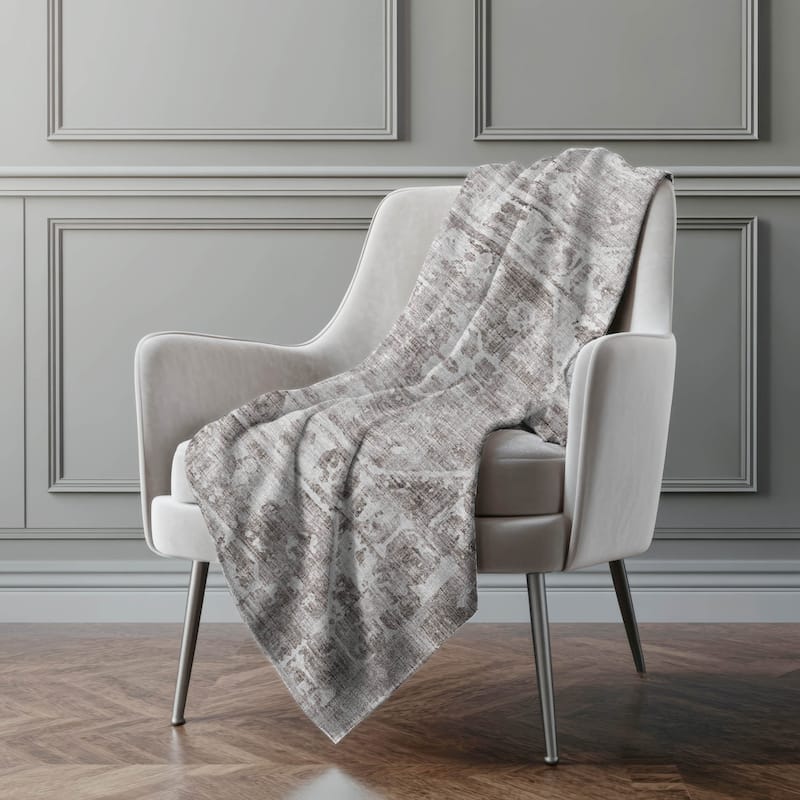 Premium Machine Washable ASB41 Vintage Traditional Sherpa Throw Blanket