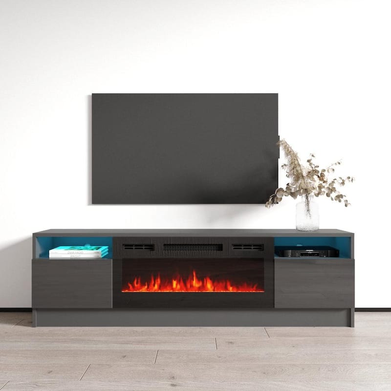 Duke 01 BL-EF Electric Fireplace 63" TV Stand - Grey