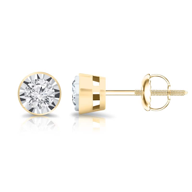 Auriya 1/2ctw Bezel-set Diamond Stud Earrings 14k Gold (G-H, SI1-SI2) - Yellow