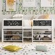 preview thumbnail 1 of 10, Twin Size Low Loft Bed w/2 Shelves & Decorative Guardrail Chalkboard White