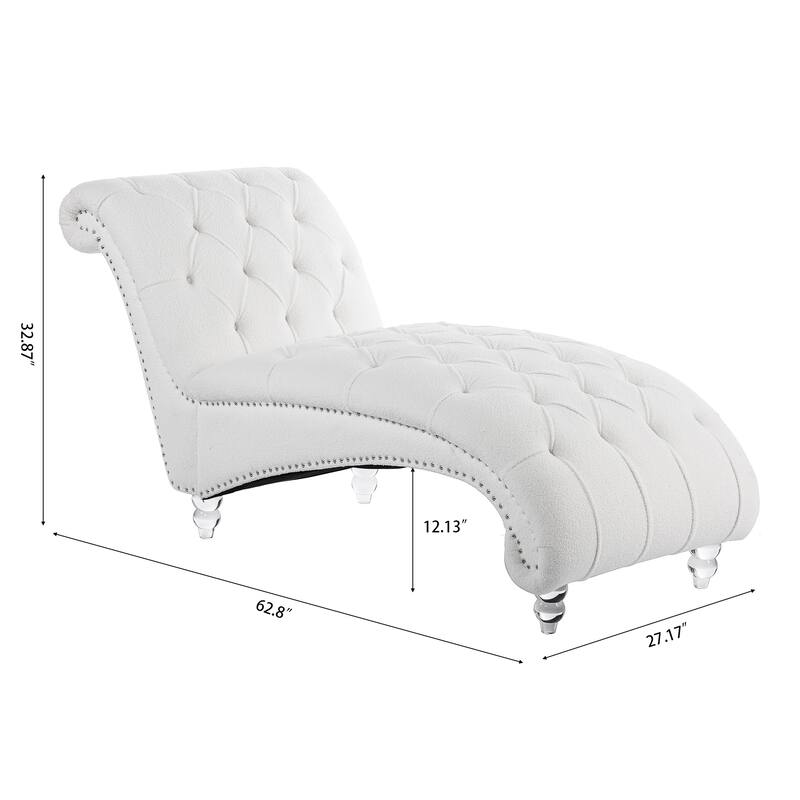 Modern 27.17" Upholstered Buttons Tufted Chaise Lounge Chair with Solid Wood Frame and Nailheads