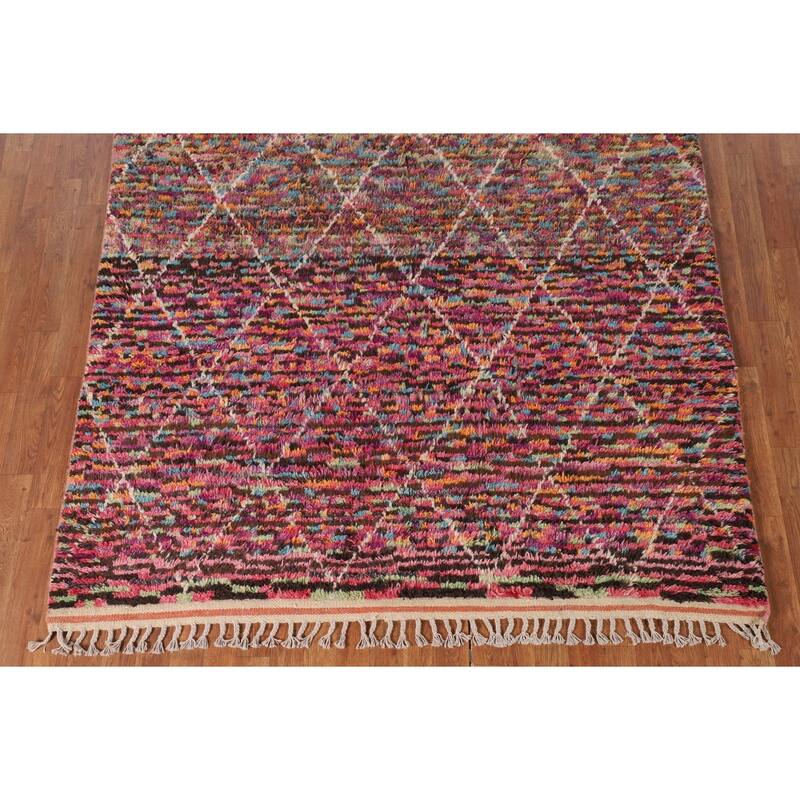 Trellis Moroccan Oriental Area Rug Hand-Knotted Wool Carpet - 6'0" x 9'8"