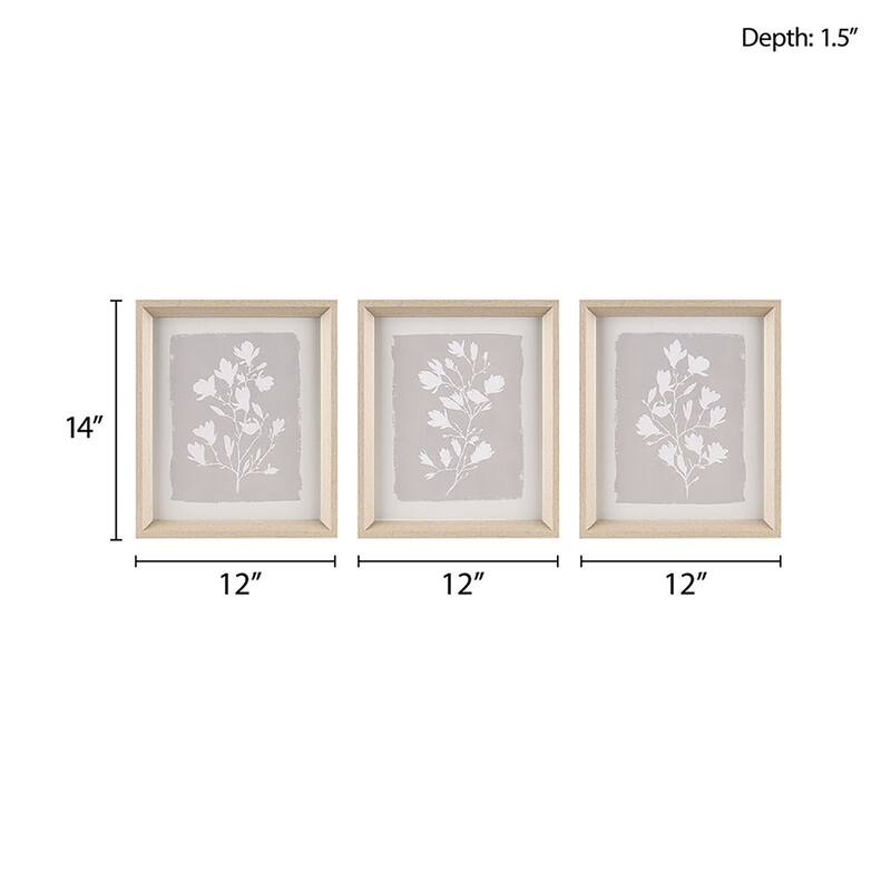 Madison Park Fair Florets 3-piece Framed Glass Wall Art Set