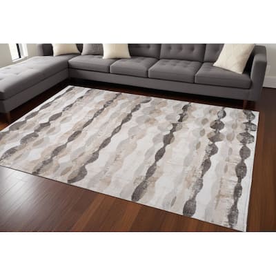 Distressed Abstract Stain Resistant Woven Area Rug