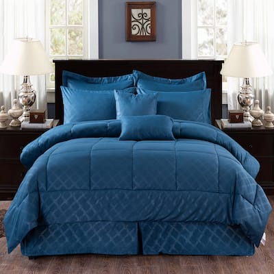 10-piece Solid Plaid Comforter Set