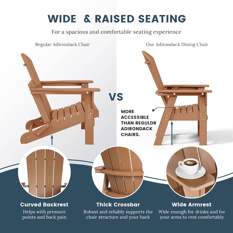 Laguna Hdpe All Weather Outdoor Patio Adirondack Dining Chair With Arms
