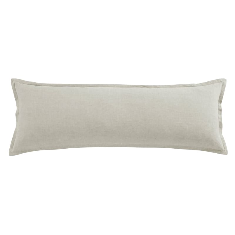 HiEnd Accents 100% French Flax Linen Long Lumbar Pillow, 14"x42" - Natural