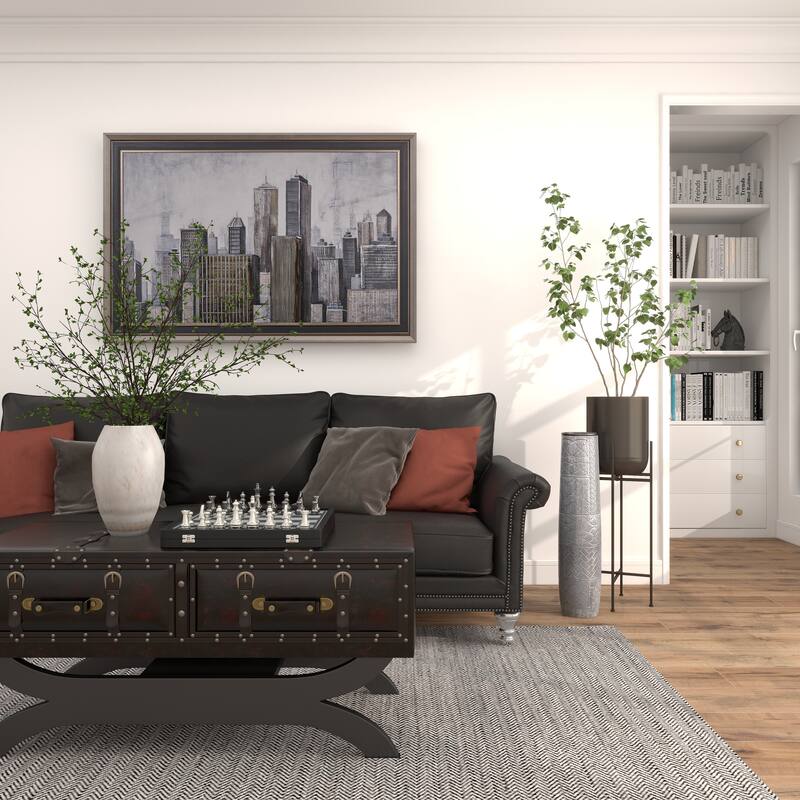 Gray Ceramic Vase with Varying Patterns