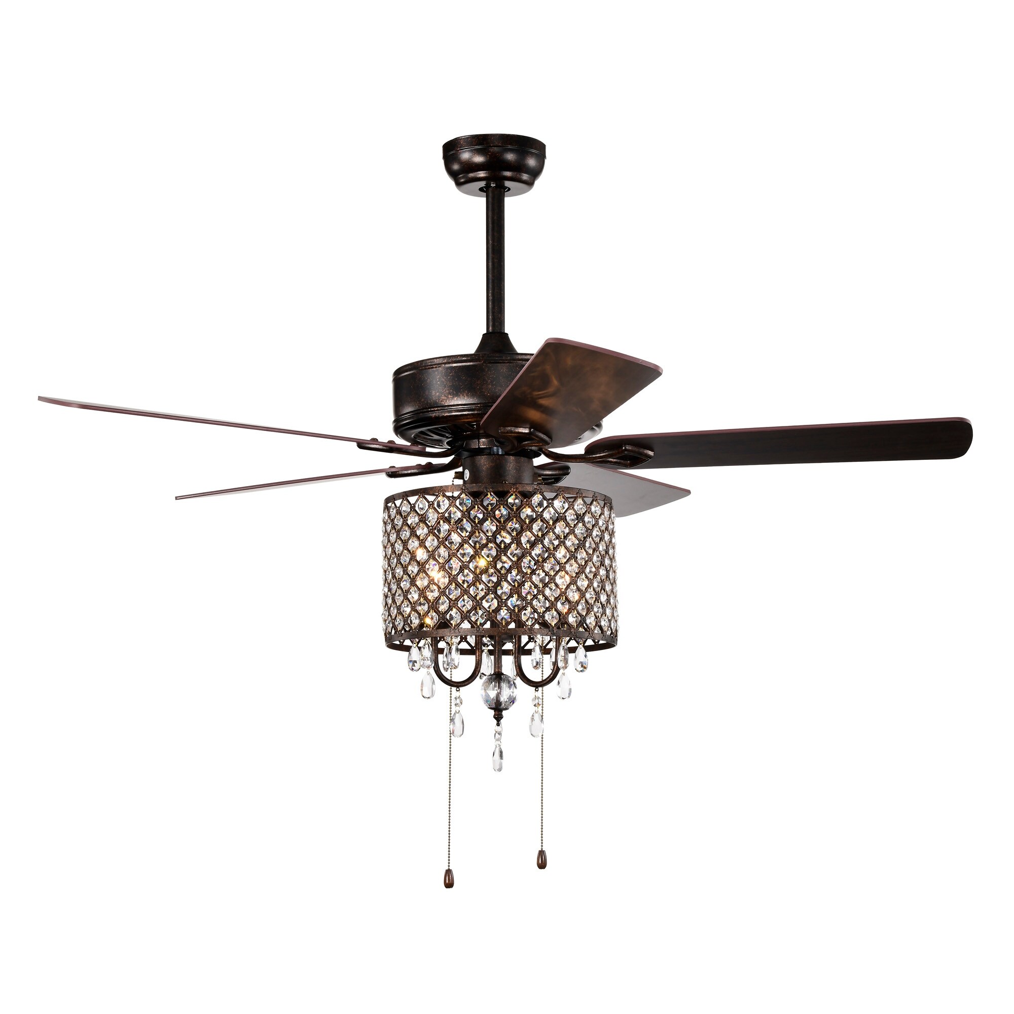 52 in. Smart Indoor Crystal Ceiling Fan with Integrated LED with Remote  Control (Bulb Not Included)