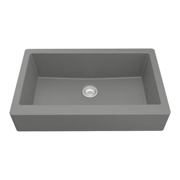 slide 2 of 62, Karran Retrofit Apron Quartz Single Bowl Kitchen Sink Grey