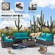 preview thumbnail 25 of 99, Outdoor Patio Furniture Set, All Weather PE Wicker Sectional Conversion Sofa set with Firepit(Optional)
