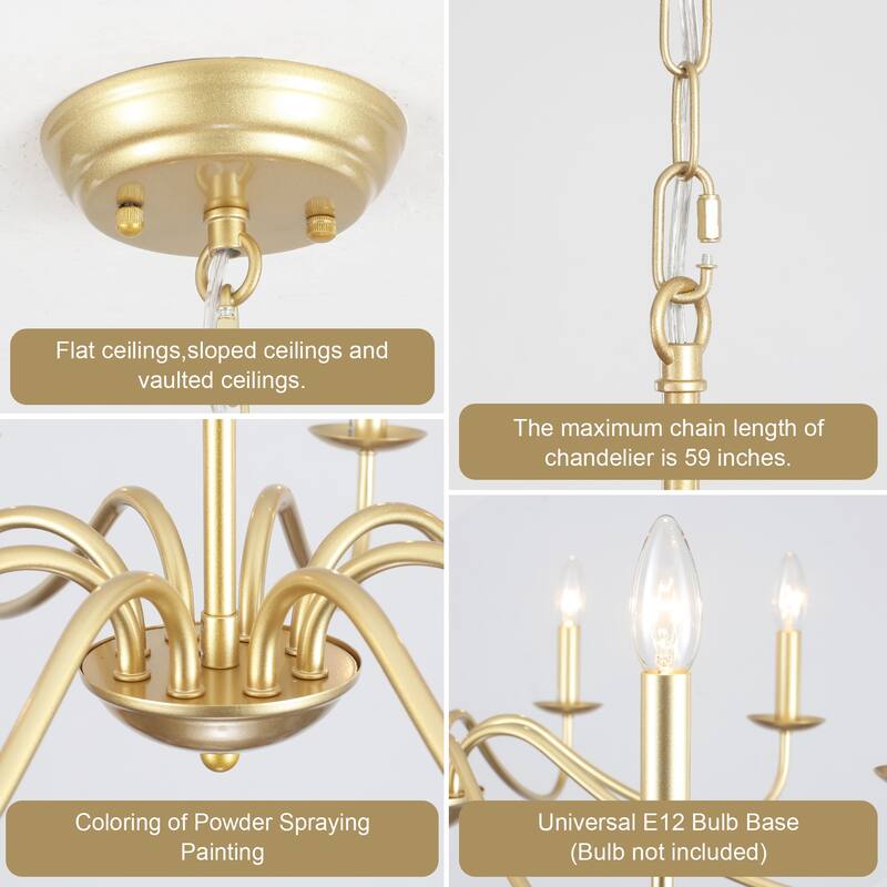 8-Light 30.7 in. Farmhouse Chandeliers for Bedroom Living Room Study