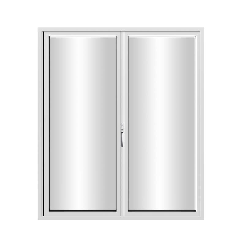 KaMic Elite-Fold 72" x 96" 2-Panel Aluminum Folding Door in White with Hidden Hinges & Rollers, Folded Out From Right To Left