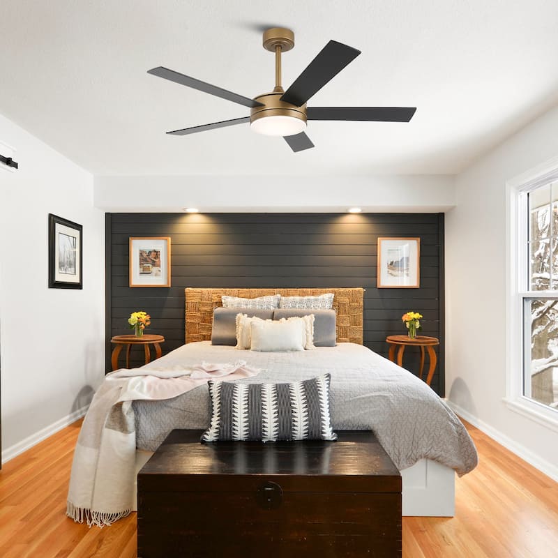 Vaczon 48" Gold Reversible Dimmable LED Smart Ceiling Fan with Light, App Comtrol and Remote