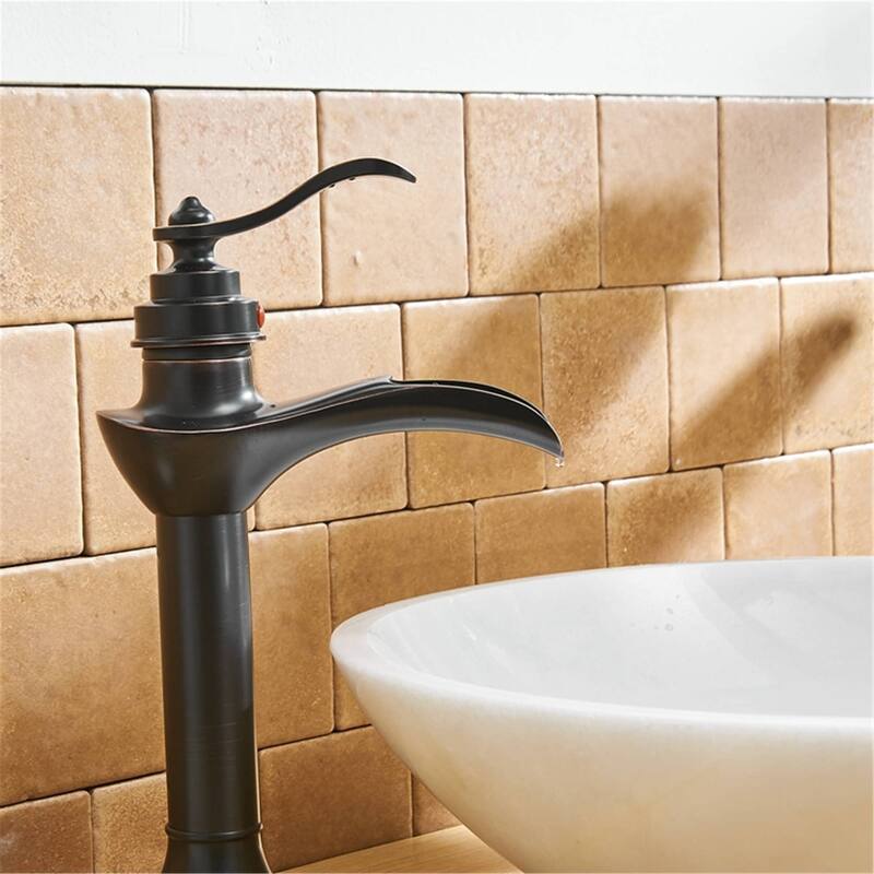 Waterfall Bathroom Vessel Faucet With Drain Assembly Single Handle Bathroom Vessel Sink Faucets One Hole High Taps With Valve