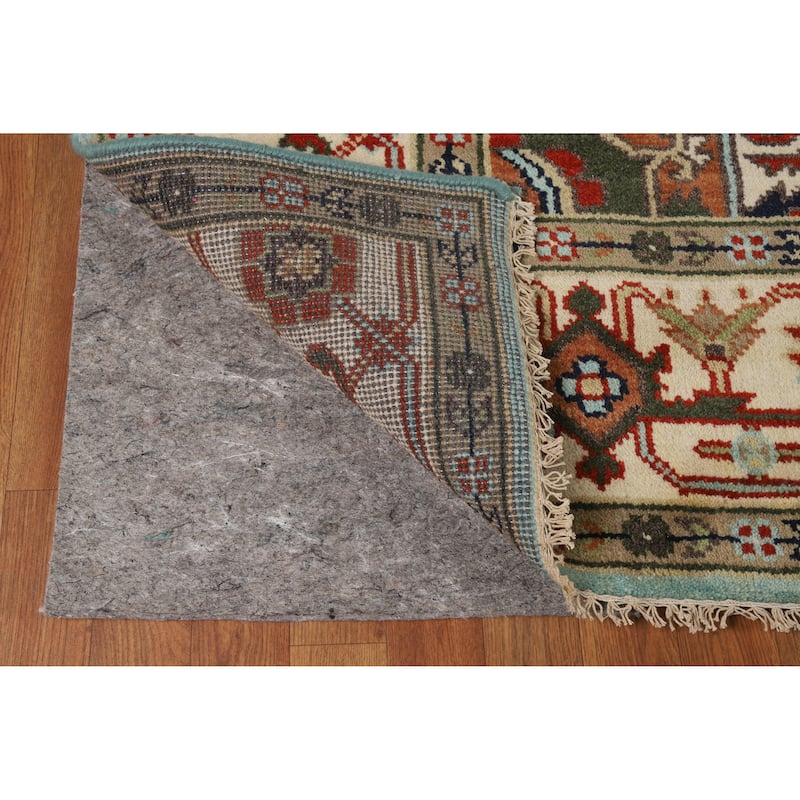 Light Blue Geometric Heriz Serapi Indian Rug Hand-Knotted Wool Carpet - 8'0" x 9'9"