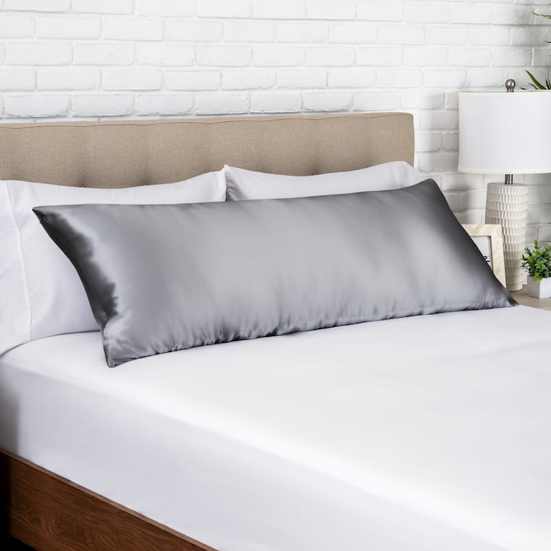 Bare Home Mulberry Silk Body Pillowcase, 19 Momme Silk - Grey
