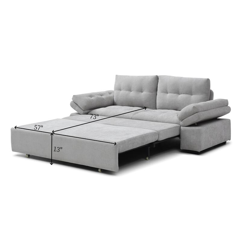 Multi-Functional Sleeper Sofa with Adjustable Armrest, Convertible Sofa Bed Loveseat Upholstery Sleeper Couch