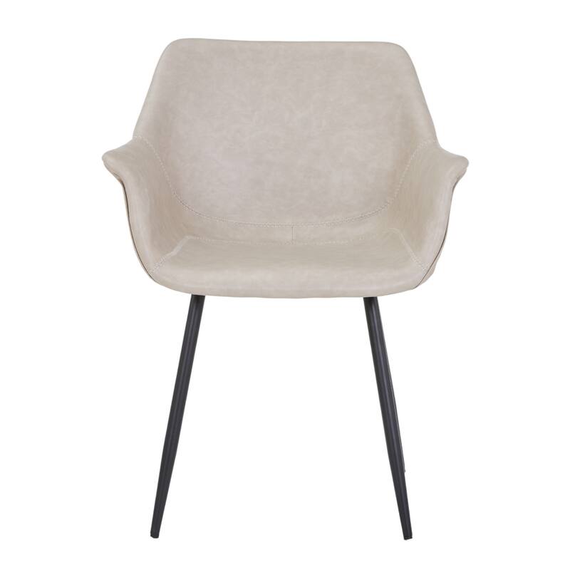 Markley Modern Ergonomic Leather Dining Chair with Curved Backrest and Powder Coated Iron Legs Accent Armchair (Set of 2)
