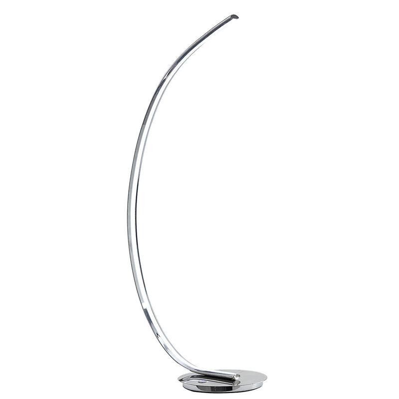 34 Inch Table Lamp, Modern Accent Swing Arm, LED Light, Round Chrome Base - Chrome, Silver