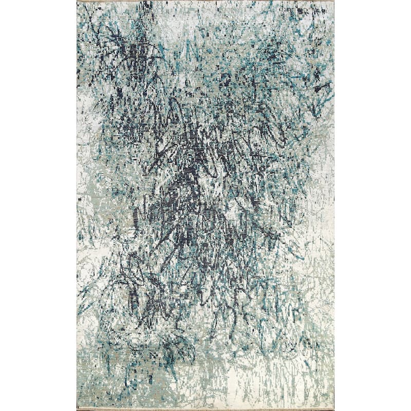 Wool/ Silk Abstract Vegetable Dye Oriental Area Rug Hand-knotted - 6'0" x 8'10"