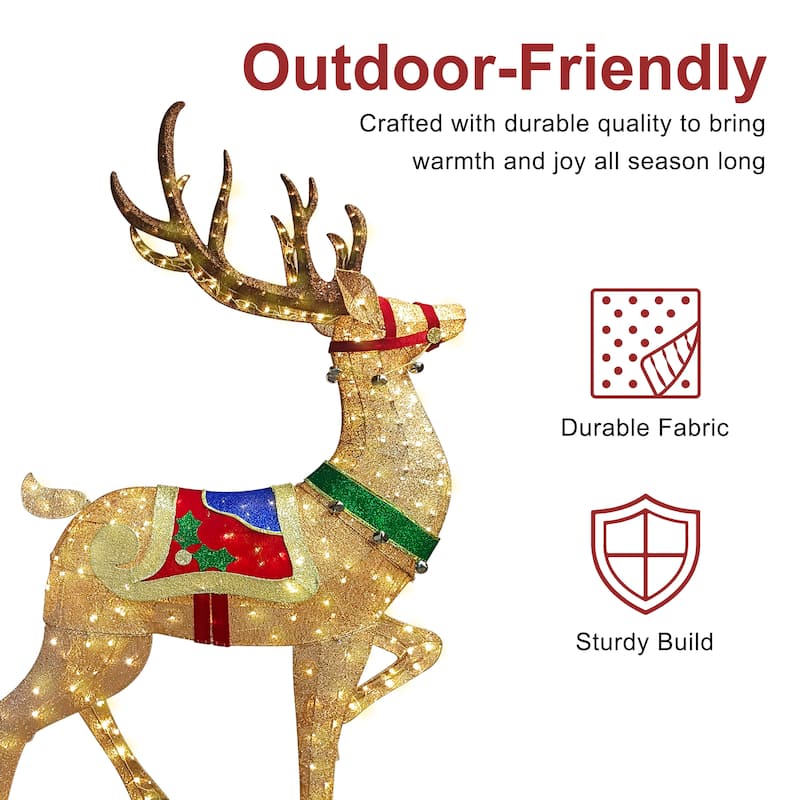 Puleo International 8' Outdoor Christmas Reindeer with 320 Warm White LED Lights - Brown