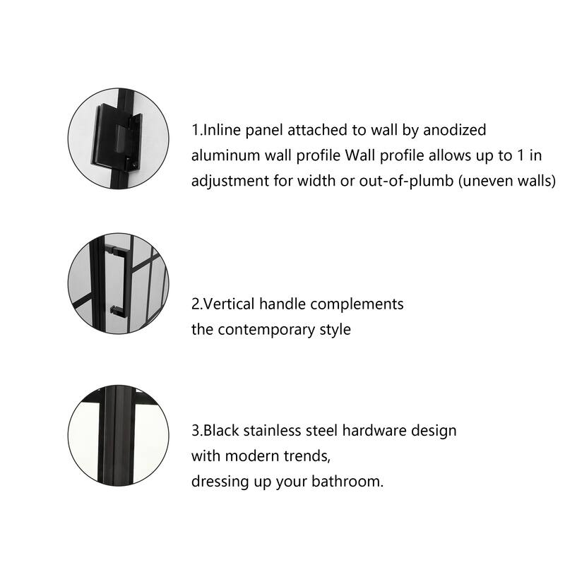 Pivot Framed Shower Door with Tempered Glass in Matte Black