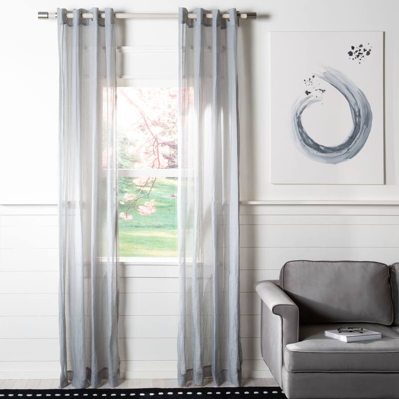 SAFAVIEH Wobke Sheer Window Curtain Panel - 52Wx96L - Grey
