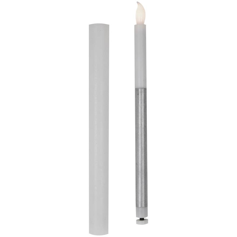 Set of 4 Solid White LED Flameless Flickering Wax Taper Candles 9.5"