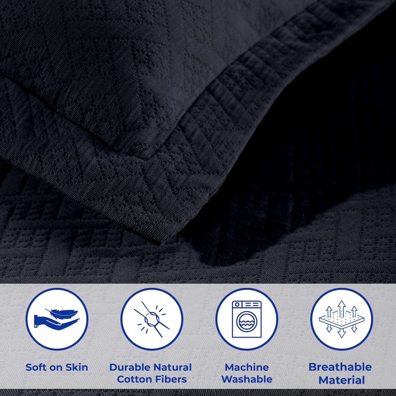 Superior Basketweave Cotton Decorative Bedspread Set