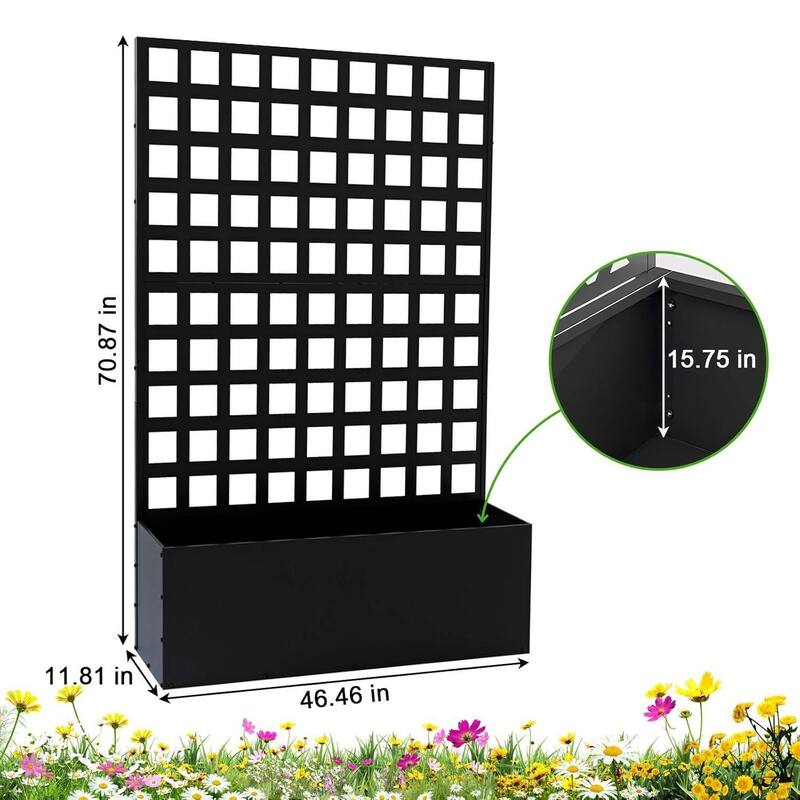 Galvanized Raised Garden Bed with Trellis, Privacy Screen Planter Box for Patio Balcony