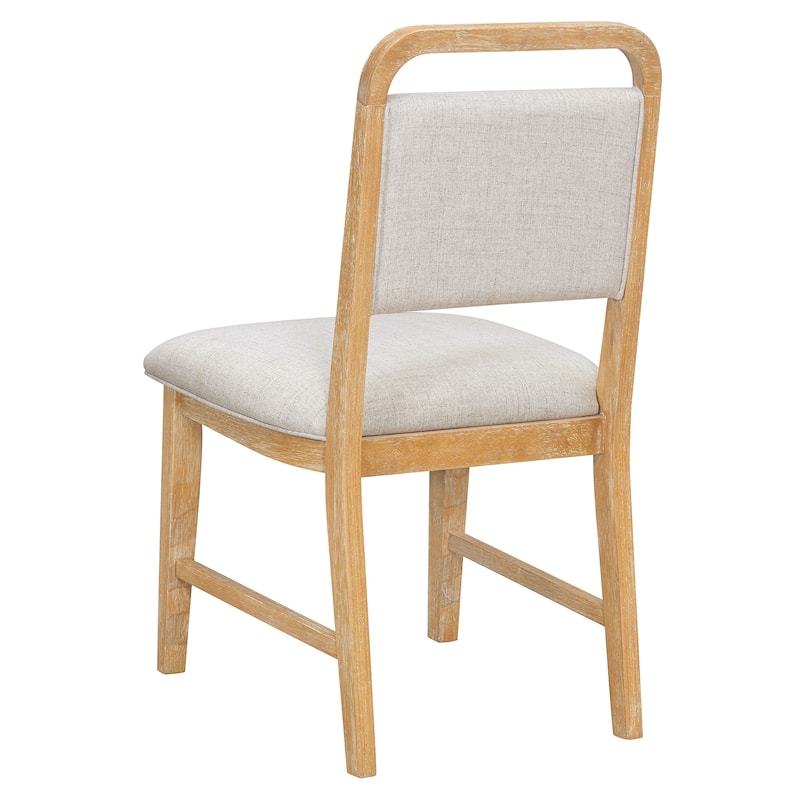 6-Piece Vintage Extendable Dining Table Set for 4-6 with 4 Upholstered Chairs & Bench, Rustic Wire-Brushed Kitchen Table