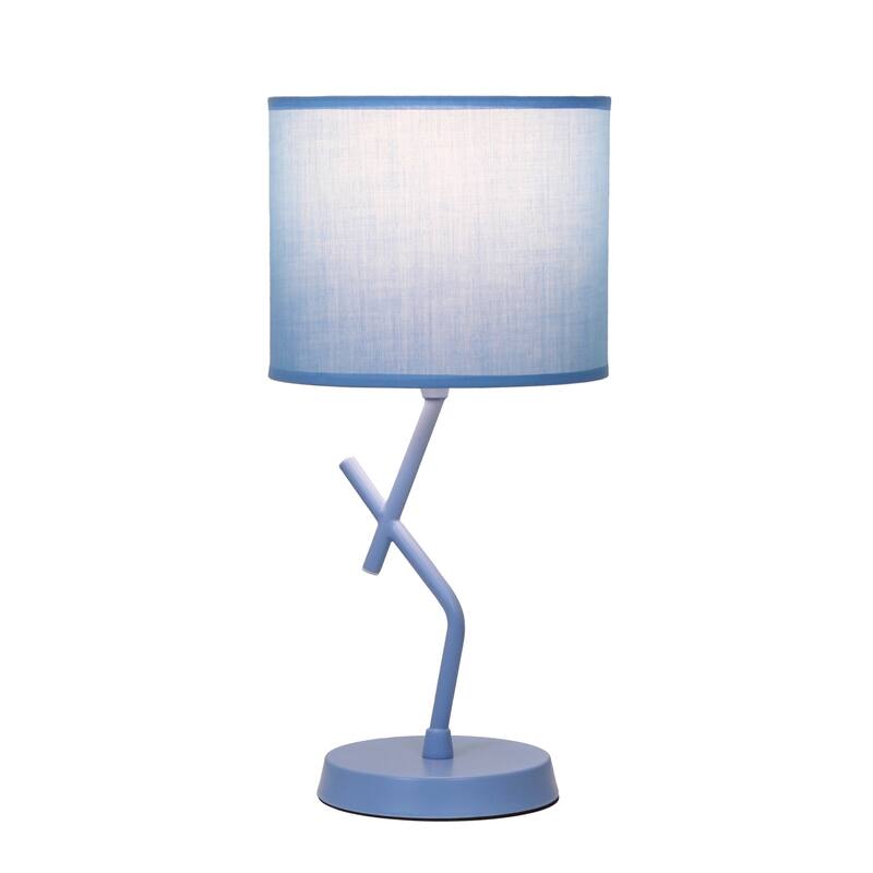 Abstract Angular Table Lamp with Drum Shade - 17" - Blue