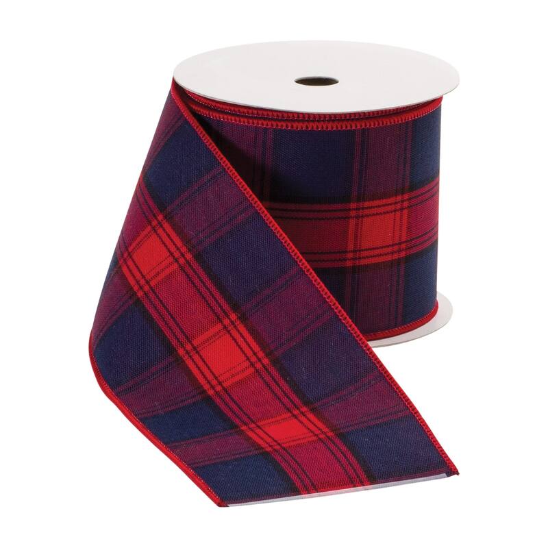 Plaid Christmas Wired Craft Ribbon - 2.5" x 10 Yards - Red and Blue