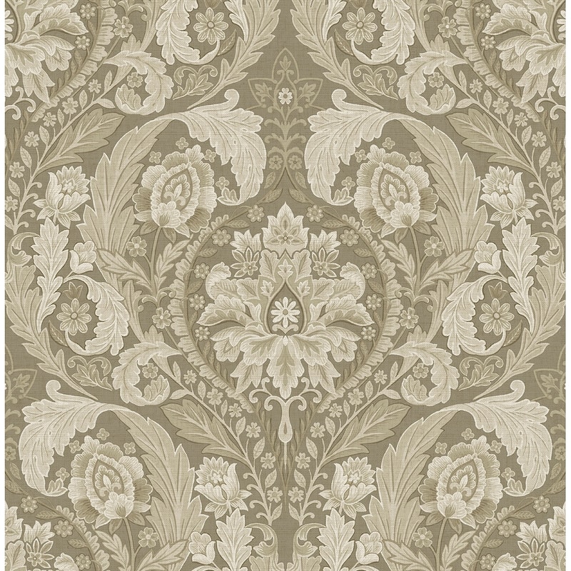 Harry & Grace Thornton Vintage Damask Peel and Stick Wallpaper - 20.5 in. W x 18 ft. L - Latte