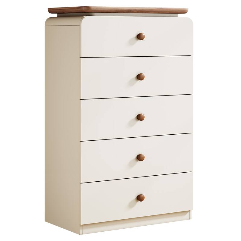 45" Tall Farmhouse 5 Drawer Wood Dresser Chest of Drawers for Bedroom