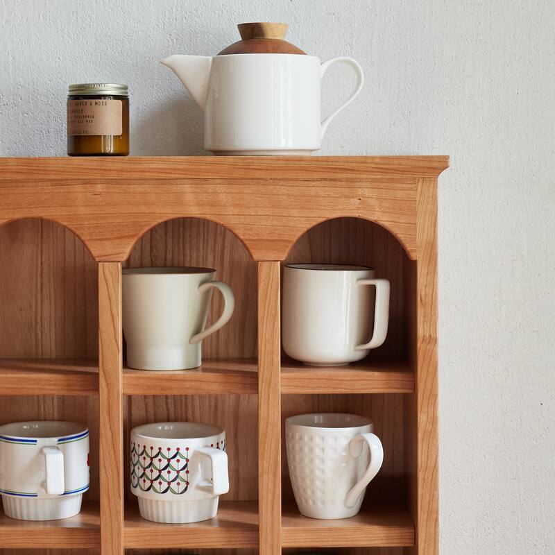 Solid Cherry Wood European Style Kitchen Storage Rack Wood Cup Holder