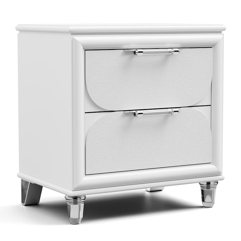 Furniture of America Drima Modern Pearl White Solid Wood 2-Drawer Kids Nightstand - White/Off-White
