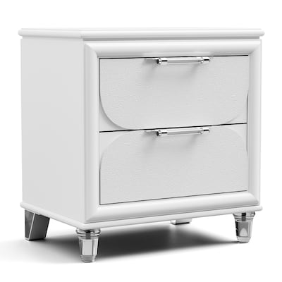 Furniture of America Drima Modern Pearl White Solid Wood 2-Drawer Kids Nightstand