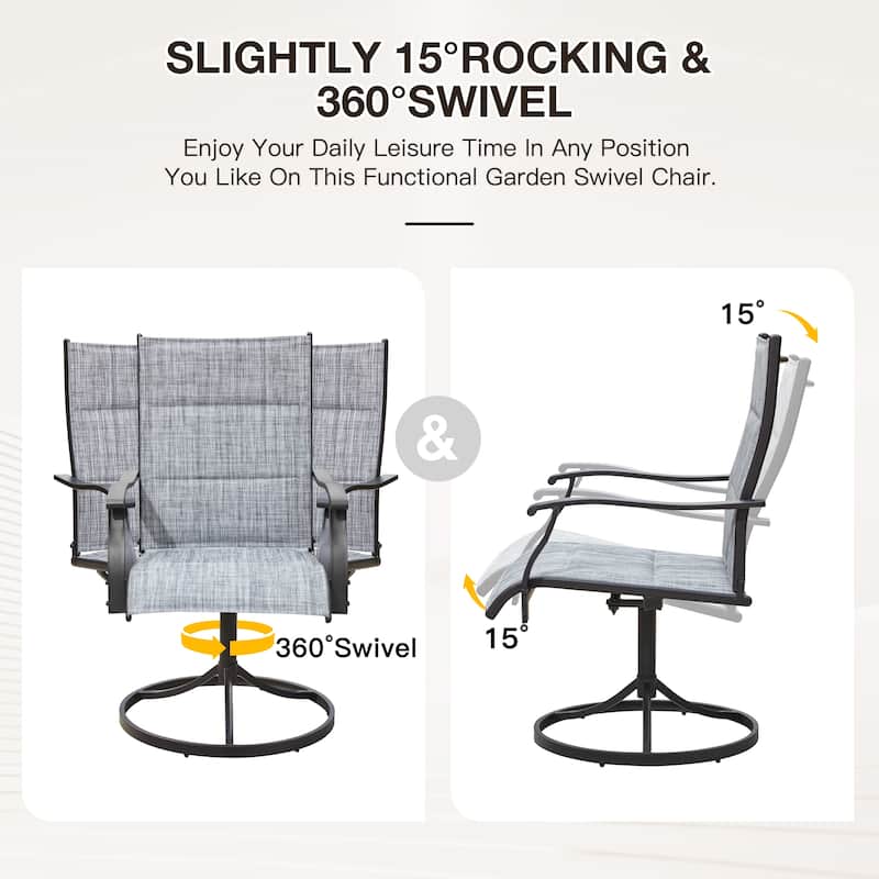 EROMMY Outdoor Swivel Patio Chairs 2/4 Pack, High-Back Textilene Dining Rocker Chairs with Metal Frame