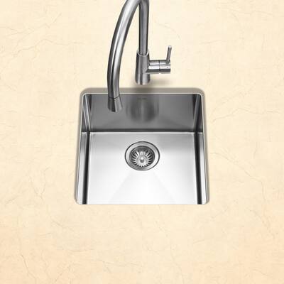 Houzer Savior 17 inch Stainless Steel Undermount Medium Bowl Kitchen Bar Sink with Strainer & Grid