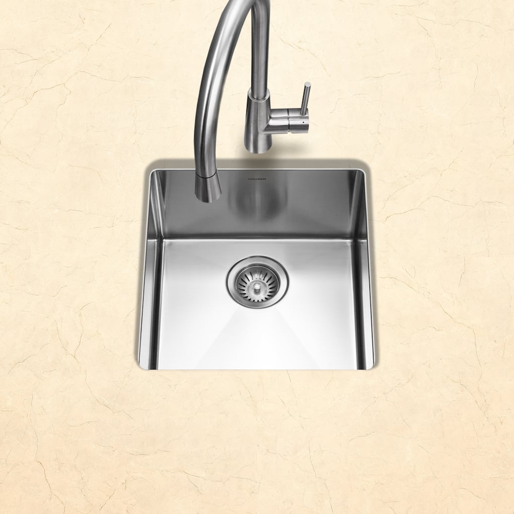 Houzer Savior 17 inch Stainless Steel Undermount Medium Bowl Kitchen Bar Sink with Strainer & Grid