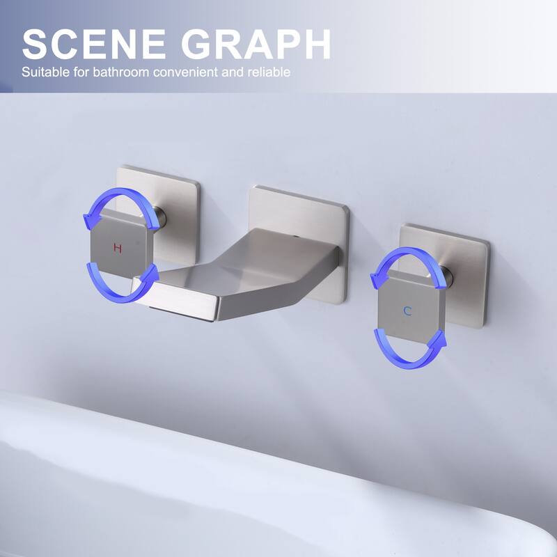WOWOW Dual- Handle Waterfall Bathroom Wall-mount Faucet in Modern