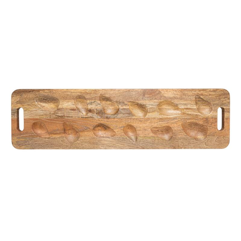 Mango Wood Oyster Serving Board with Handles - 36.0"L x 10.0"W x 1.0"H